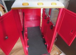 OUR GENERATION AMERICAN GIRL DOLL RED PLASTIC  HORSE TRAILER, RAMP